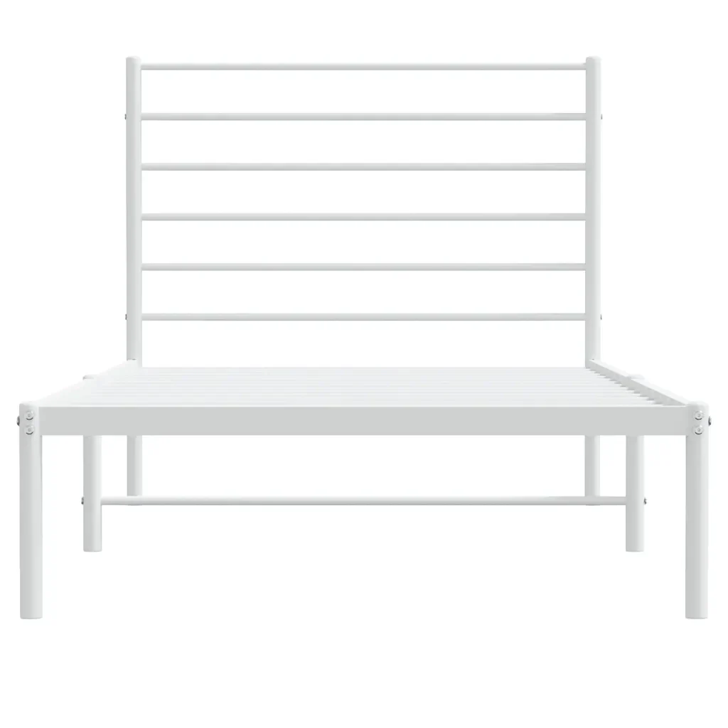 Letto singolo | Letto per adulti | Giroletto con Testiera Metallo Bianco 80x200 cm - Image 6
