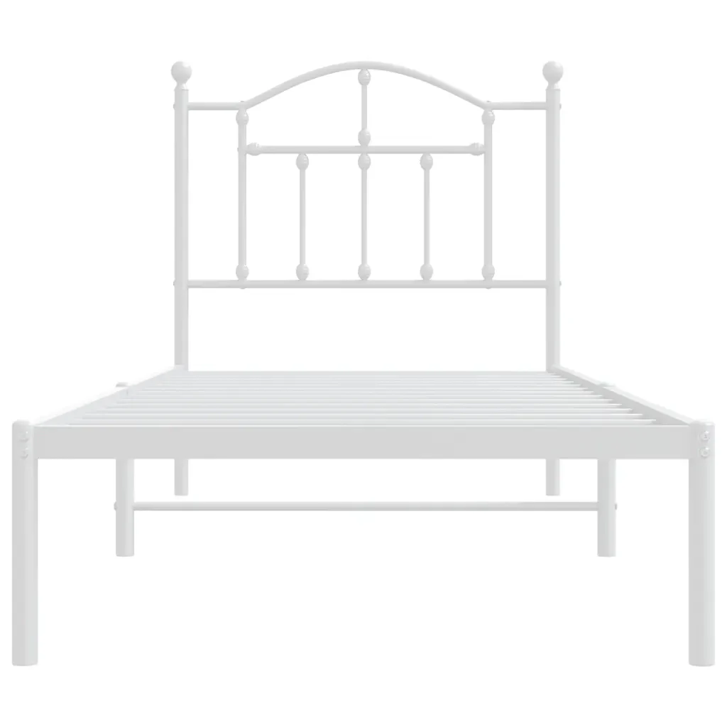 Letto singolo | Letto per adulti | Giroletto con Testiera Metallo Bianco 80x200 cm - Image 5