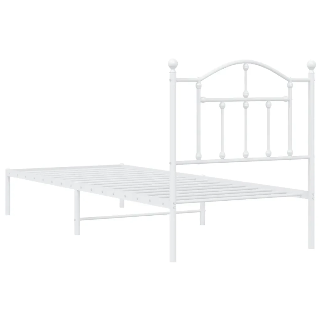 Letto singolo | Letto per adulti | Giroletto con Testiera Metallo Bianco 80x200 cm - Image 7