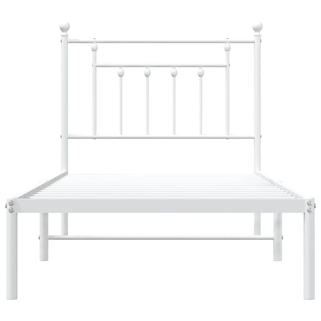 Letto singolo | Letto per adulti | Giroletto con Testiera Metallo Bianco 80x200 cm - Image 6