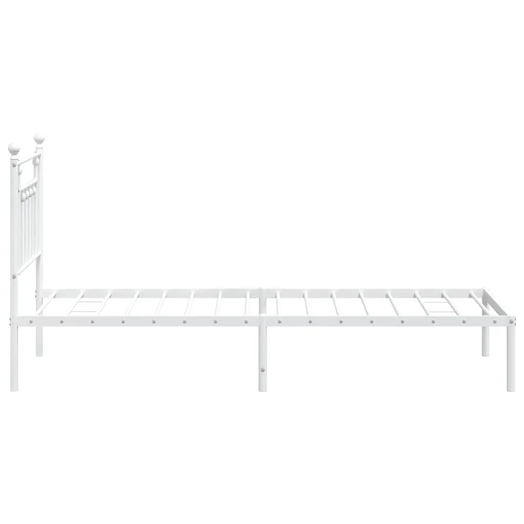 Letto singolo | Letto per adulti | Giroletto con Testiera Metallo Bianco 80x200 cm - Image 7