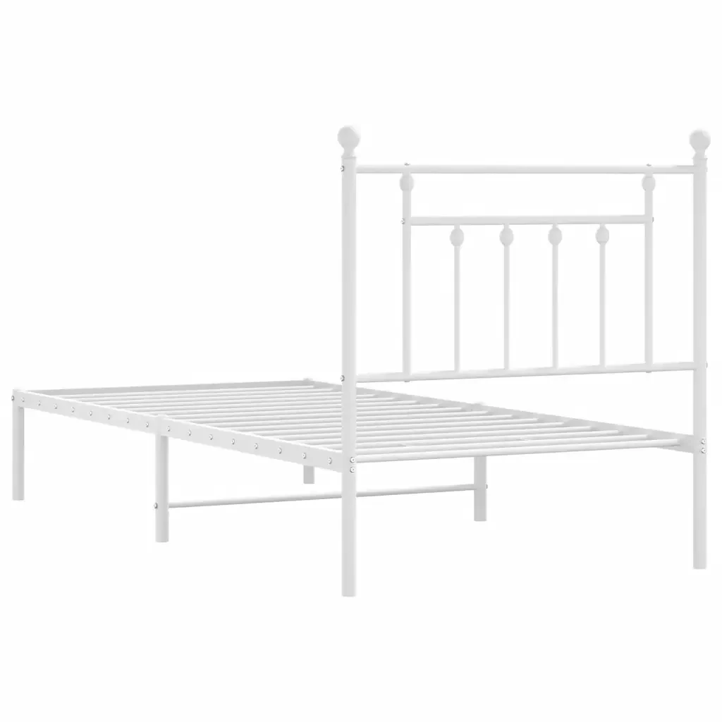 Letto singolo | Letto per adulti | Giroletto con Testiera Metallo Bianco 80x200 cm - Image 8