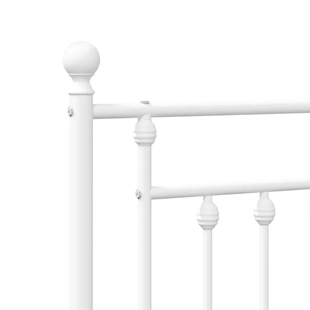 Letto singolo | Letto per adulti | Giroletto con Testiera Metallo Bianco 80x200 cm - Image 9
