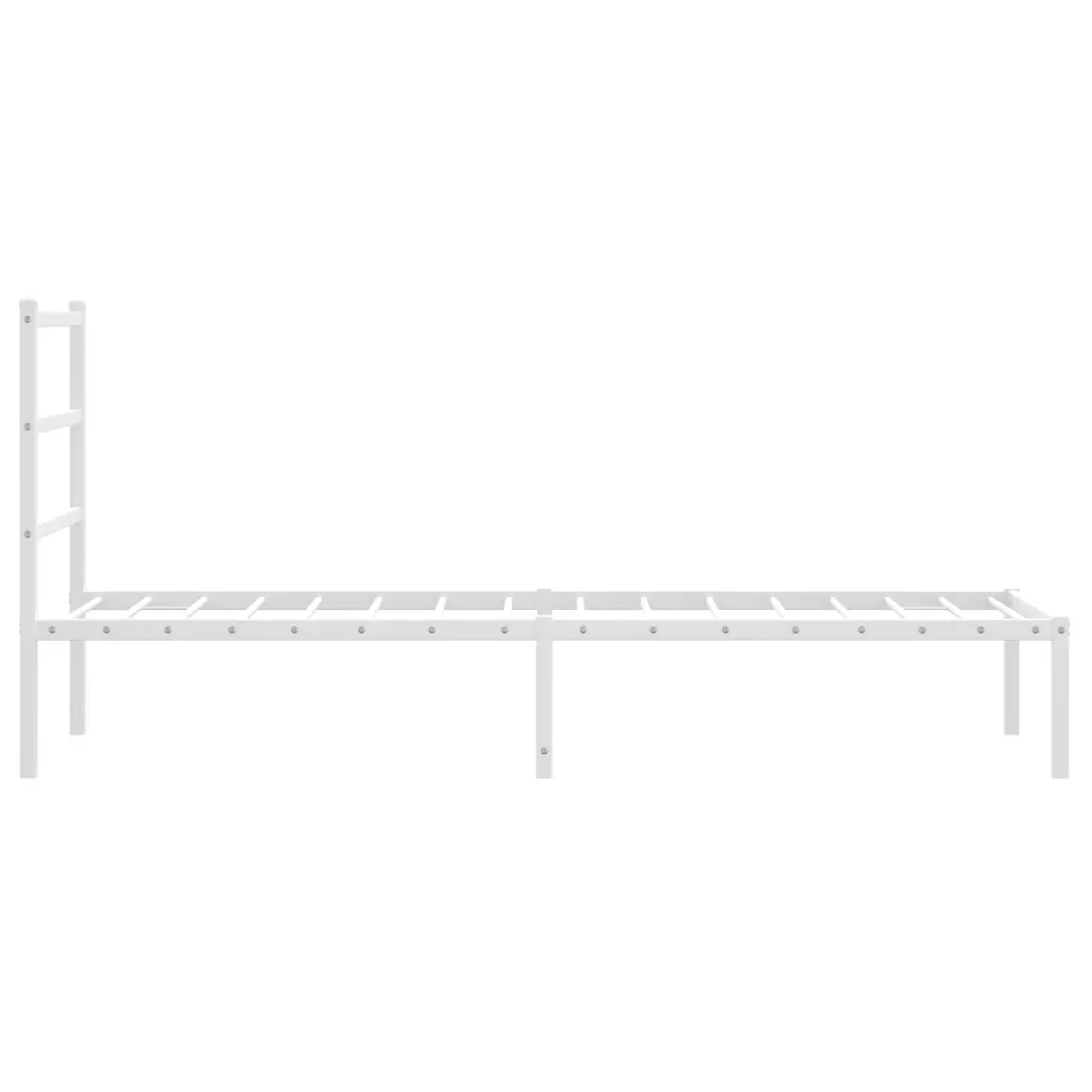 Letto singolo | Letto per adulti | Giroletto con Testiera Metallo Bianco 80x200 cm - Image 6