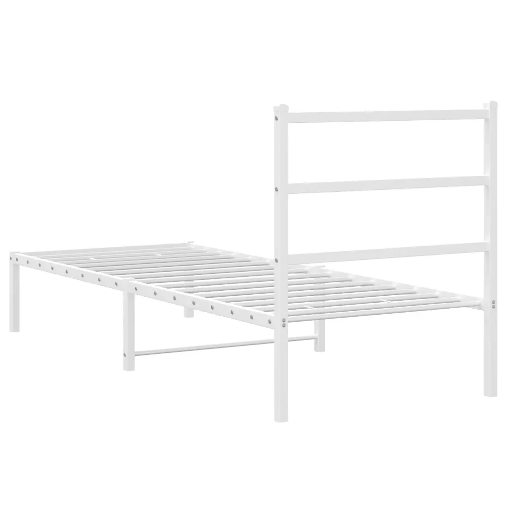 Letto singolo | Letto per adulti | Giroletto con Testiera Metallo Bianco 80x200 cm - Image 7