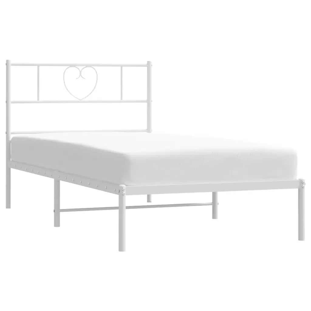Letto singolo | Letto per adulti | Giroletto con Testiera Metallo Bianco 80x200 cm - Image 4