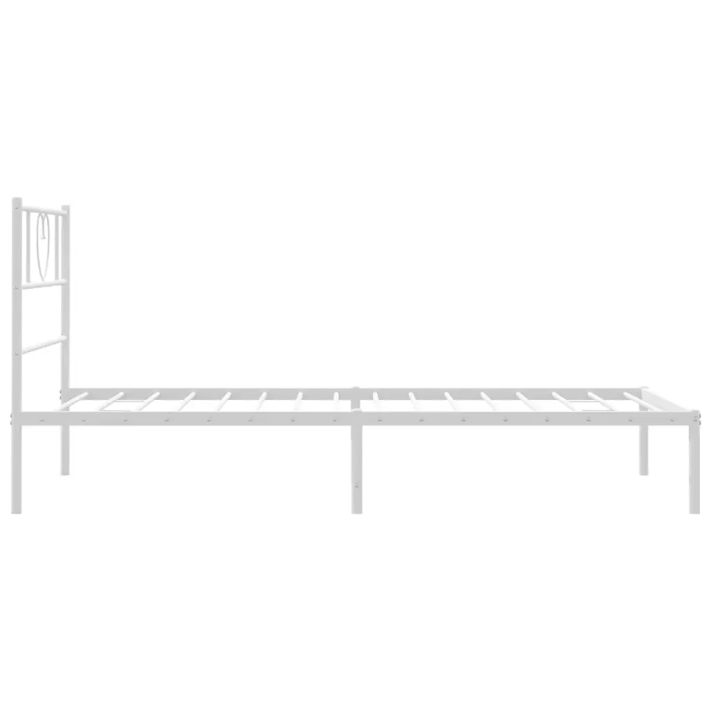 Letto singolo | Letto per adulti | Giroletto con Testiera Metallo Bianco 80x200 cm - Image 6