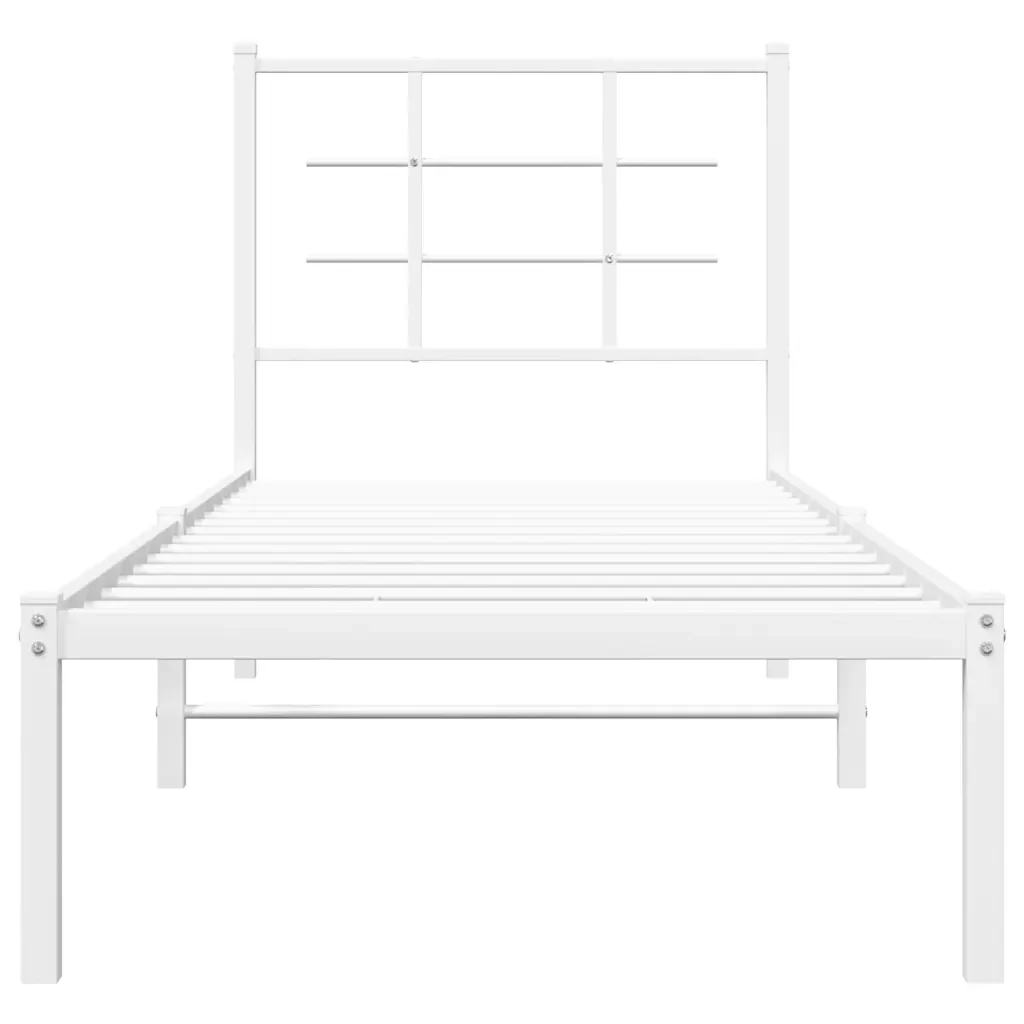 Letto singolo | Letto per adulti | Giroletto con Testiera Metallo Bianco 80x200 cm - Image 5