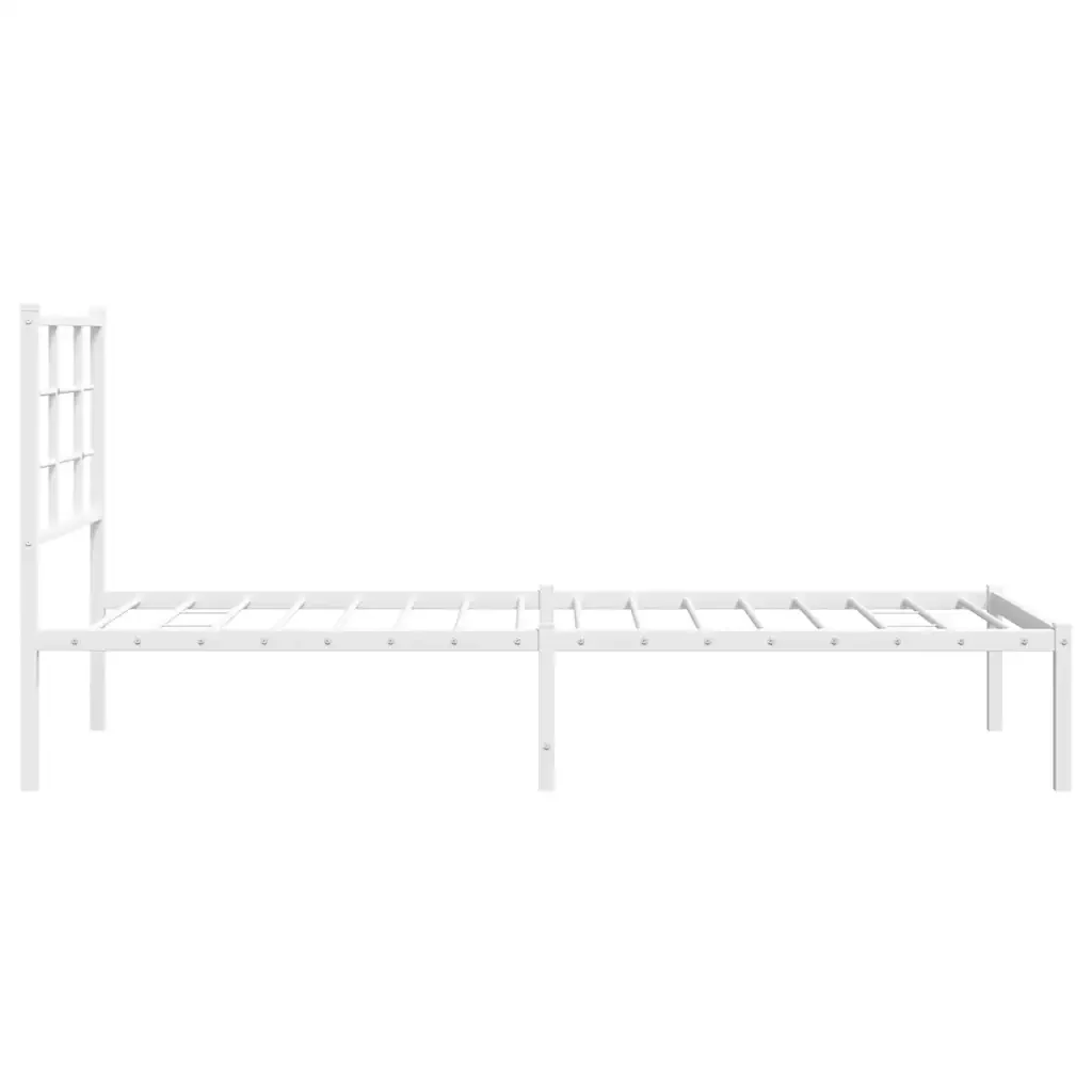 Letto singolo | Letto per adulti | Giroletto con Testiera Metallo Bianco 80x200 cm - Image 6