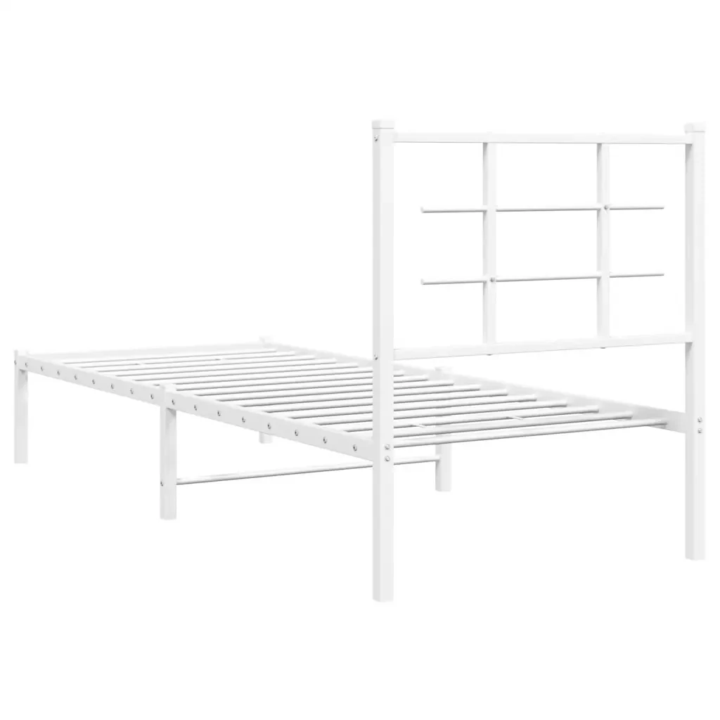Letto singolo | Letto per adulti | Giroletto con Testiera Metallo Bianco 80x200 cm - Image 7