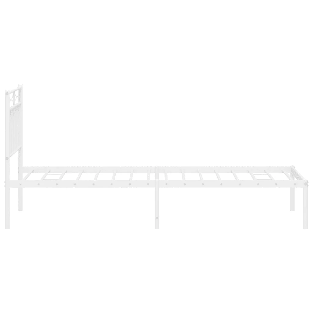 Letto singolo | Letto per adulti | Giroletto con Testiera Metallo Bianco 80x200 cm - Image 6