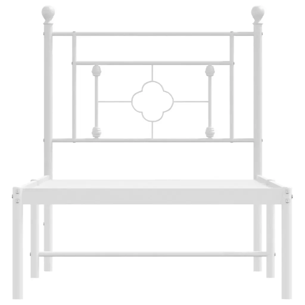 Letto singolo | Letto per adulti | Giroletto con Testiera Metallo Bianco 80x200 cm - Image 5
