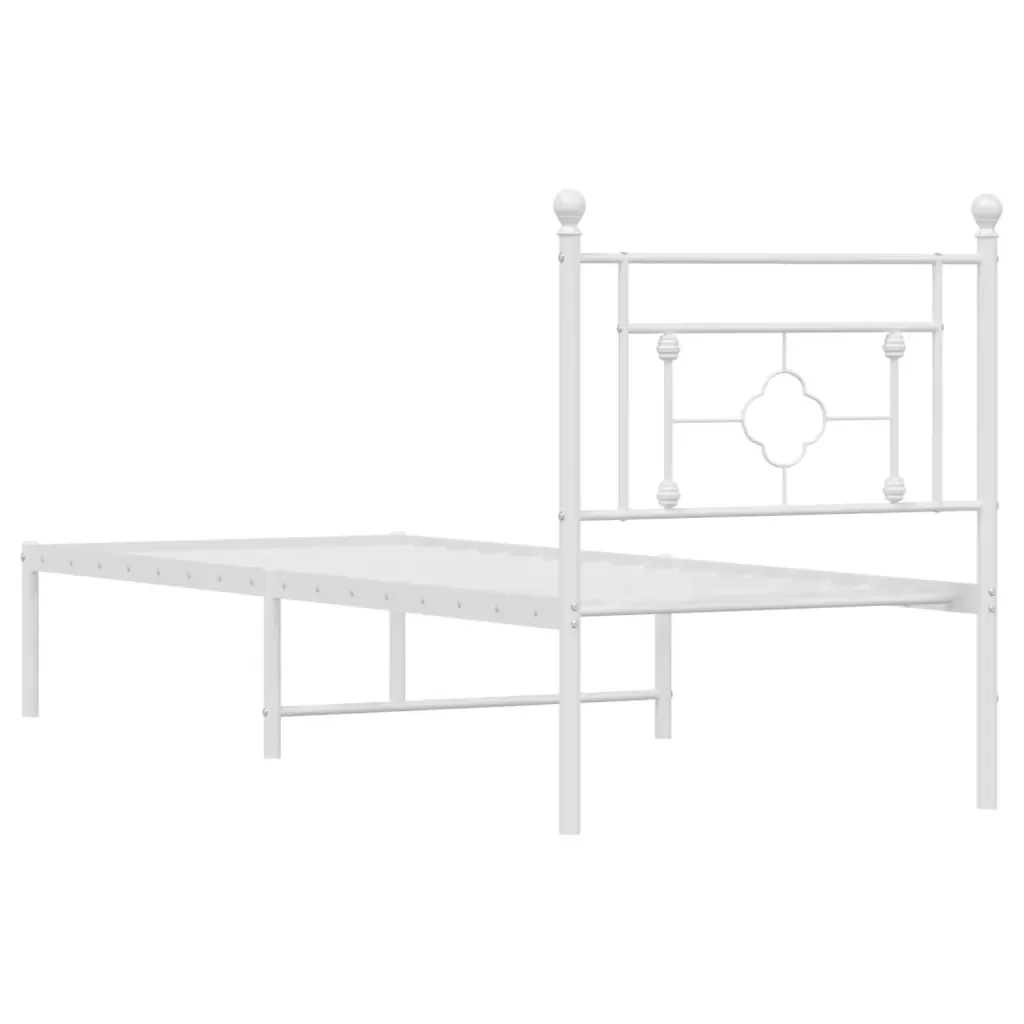 Letto singolo | Letto per adulti | Giroletto con Testiera Metallo Bianco 80x200 cm - Image 7