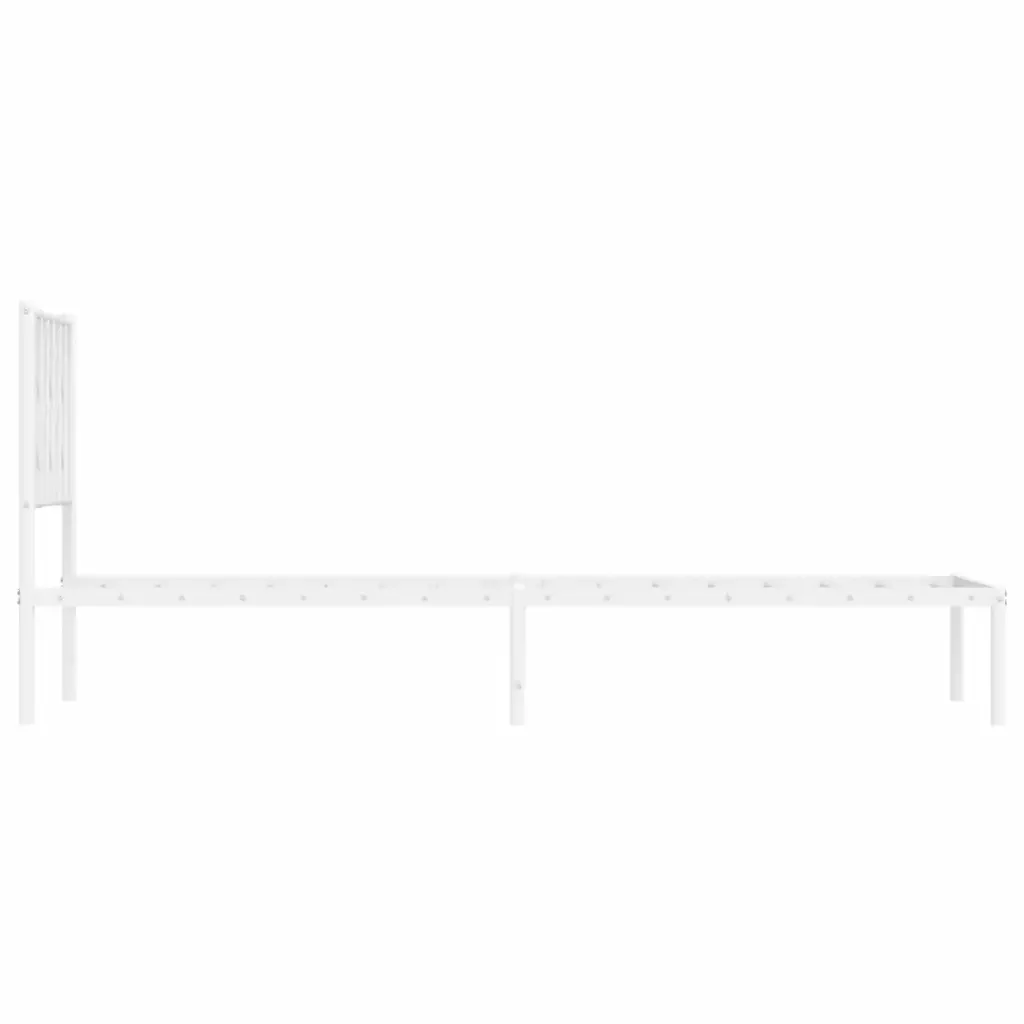 Letto singolo | Letto per adulti | Giroletto con Testiera Metallo Bianco 80x200 cm - Image 6