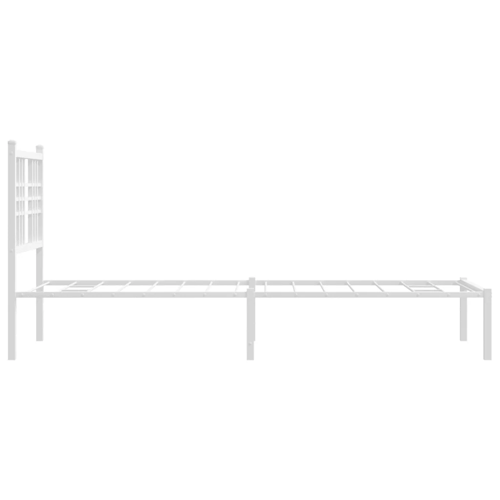 Letto singolo | Letto per adulti | Giroletto con Testiera Metallo Bianco 80x200 cm - Image 5