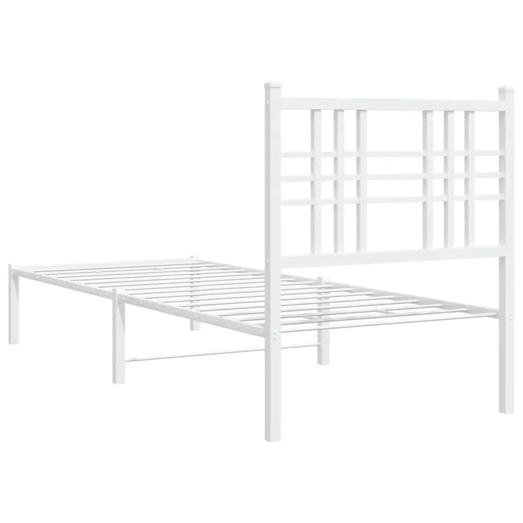 Letto singolo | Letto per adulti | Giroletto con Testiera Metallo Bianco 80x200 cm - Image 6