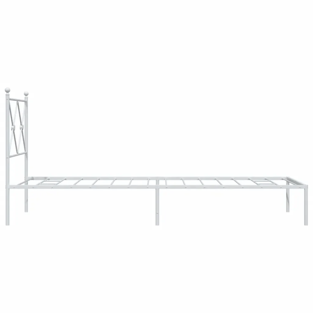 Letto singolo | Letto per adulti | Giroletto con Testiera Metallo Bianco 80x200 cm - Image 5