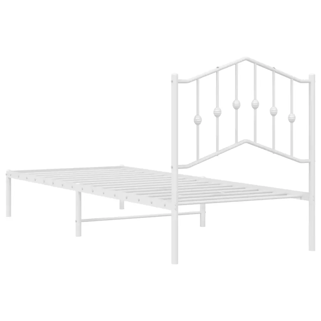 Letto singolo | Letto per adulti | Giroletto con Testiera Metallo Bianco 90x190 cm - Image 7