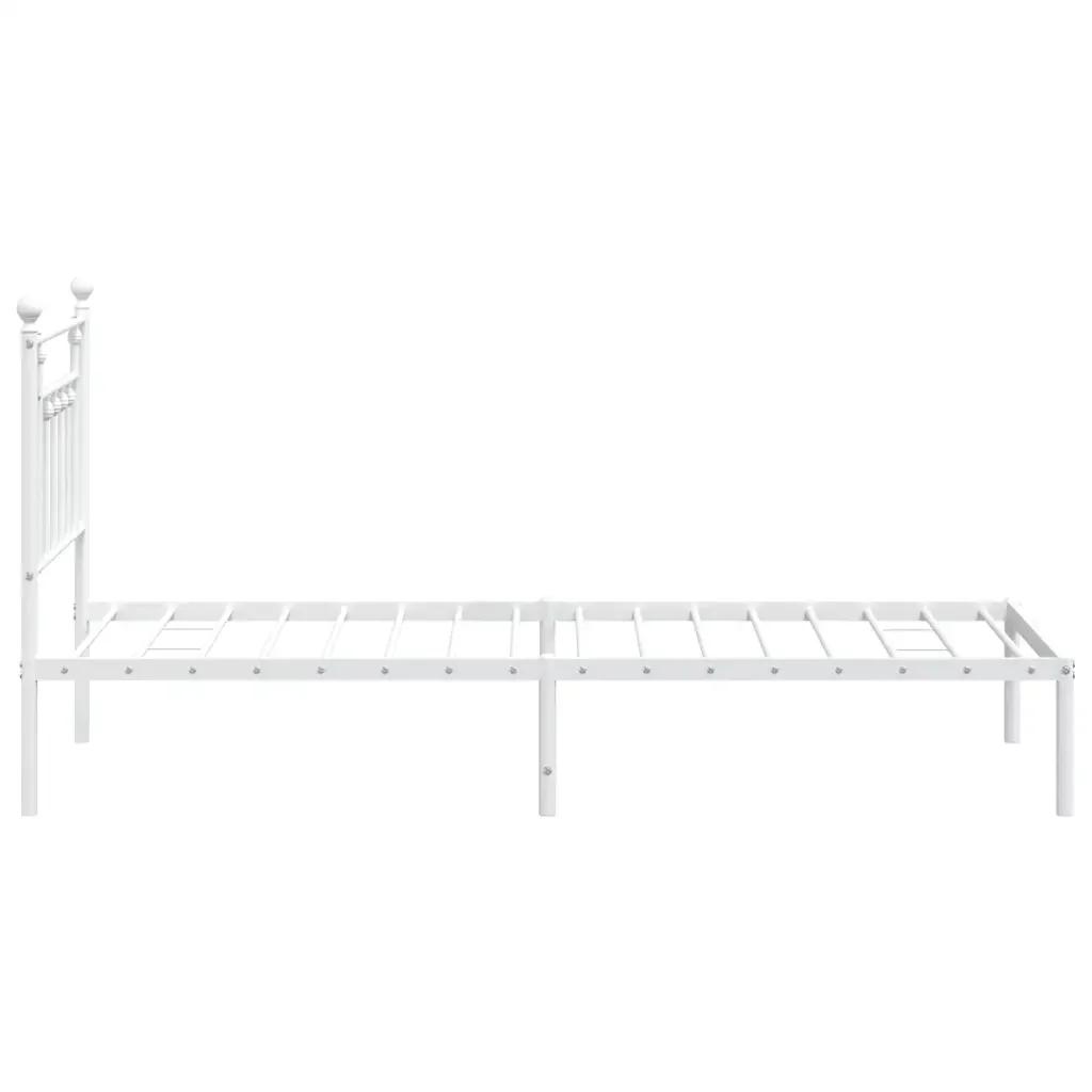 Letto singolo | Letto per adulti | Giroletto con Testiera Metallo Bianco 90x190 cm - Image 7