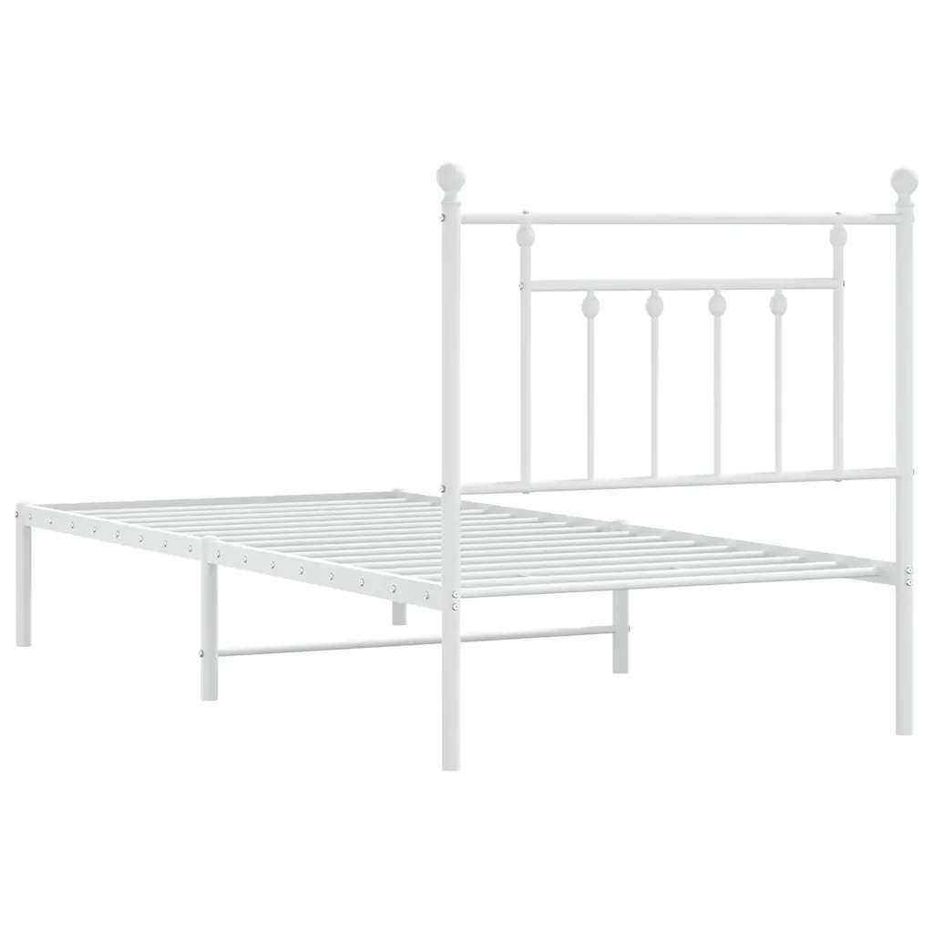 Letto singolo | Letto per adulti | Giroletto con Testiera Metallo Bianco 90x190 cm - Image 8