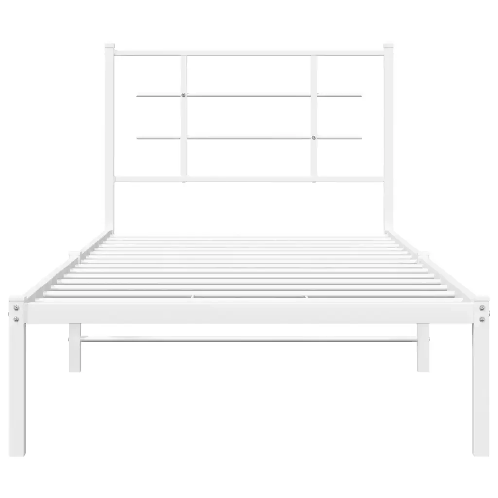 Letto singolo | Letto per adulti | Giroletto con Testiera Metallo Bianco 90x190 cm - Image 5