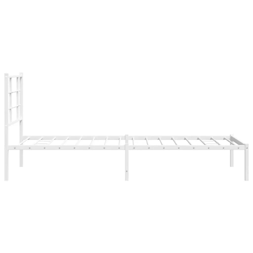 Letto singolo | Letto per adulti | Giroletto con Testiera Metallo Bianco 90x190 cm - Image 6