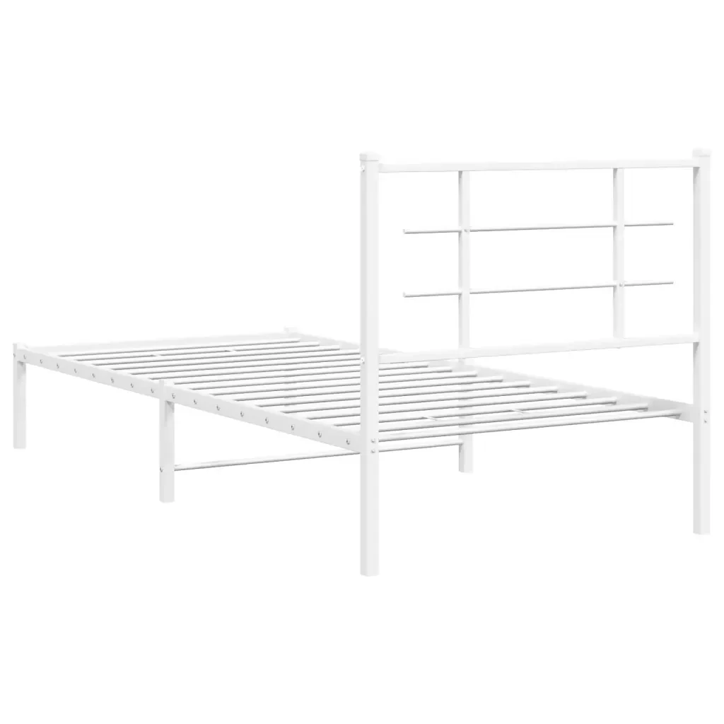 Letto singolo | Letto per adulti | Giroletto con Testiera Metallo Bianco 90x190 cm - Image 7