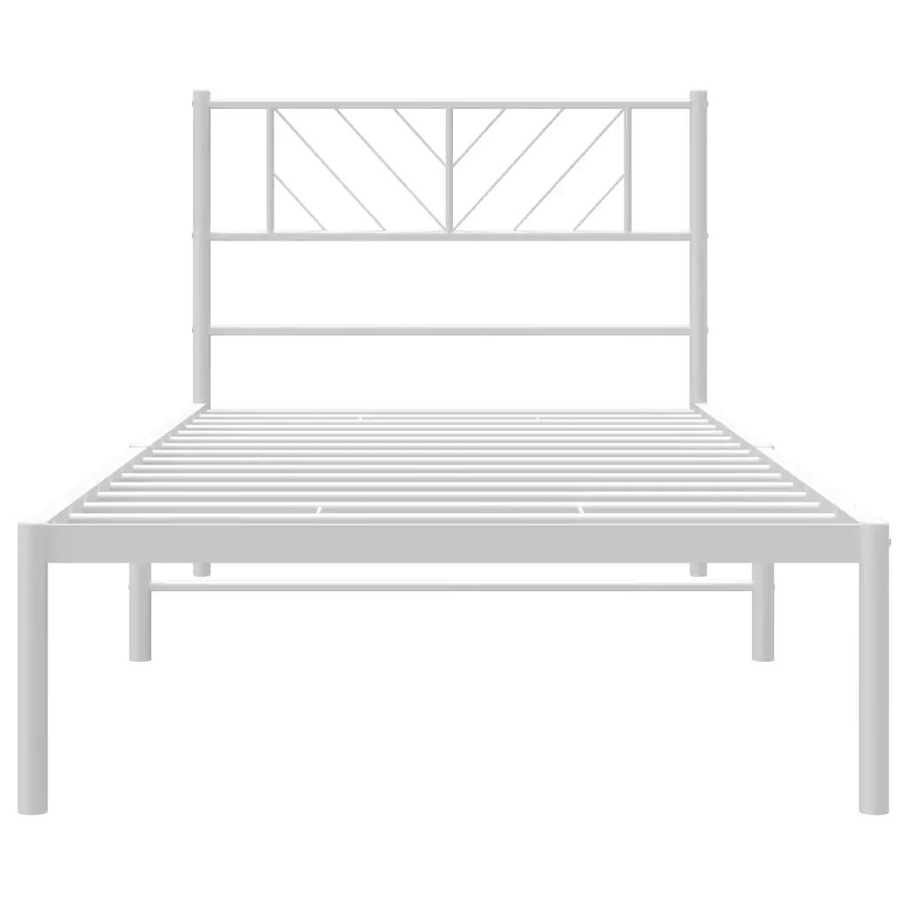 Letto singolo | Letto per adulti | Giroletto con Testiera Metallo Bianco 90x190 cm - Image 5