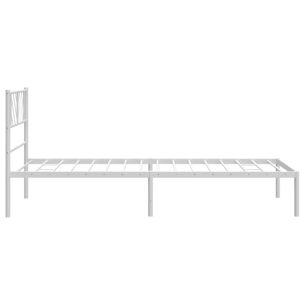 Letto singolo | Letto per adulti | Giroletto con Testiera Metallo Bianco 90x190 cm - Image 6