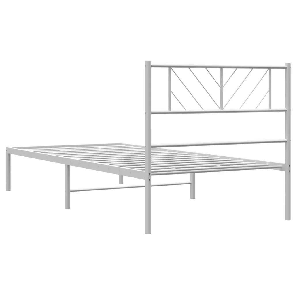 Letto singolo | Letto per adulti | Giroletto con Testiera Metallo Bianco 90x190 cm - Image 7