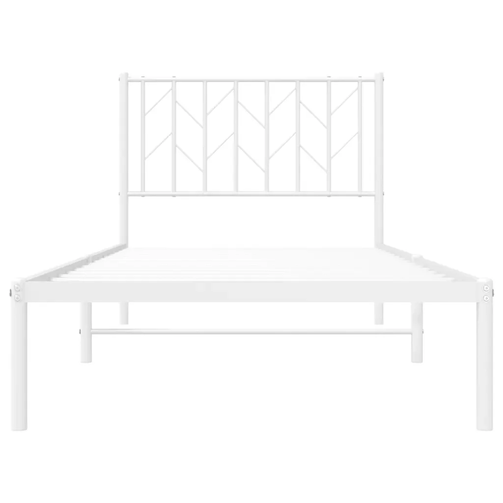 Letto singolo | Letto per adulti | Giroletto con Testiera Metallo Bianco 90x190 cm - Image 5