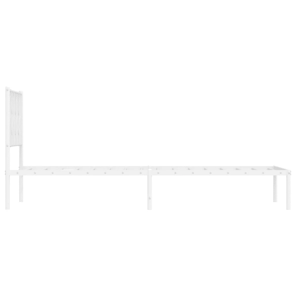 Letto singolo | Letto per adulti | Giroletto con Testiera Metallo Bianco 90x190 cm - Image 6