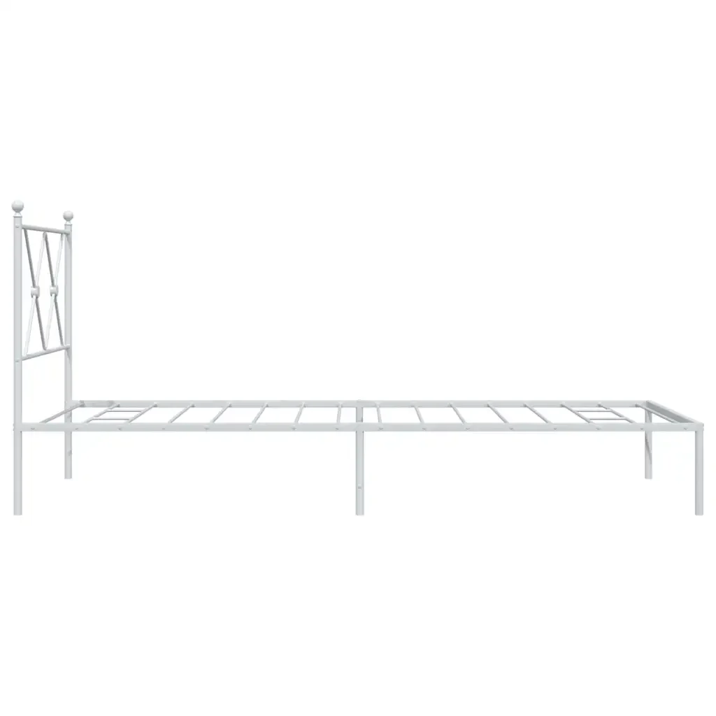 Letto singolo | Letto per adulti | Giroletto con Testiera Metallo Bianco 90x190 cm - Image 5