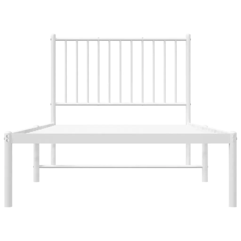 Letto singolo | Letto per adulti | Giroletto con Testiera Metallo Bianco 90x190 cm - Image 5