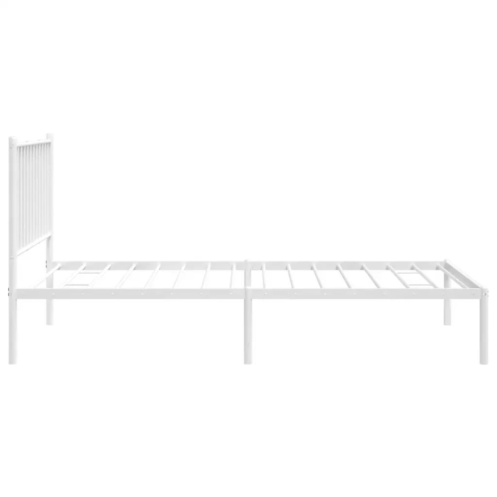 Letto singolo | Letto per adulti | Giroletto con Testiera Metallo Bianco 90x190 cm - Image 6