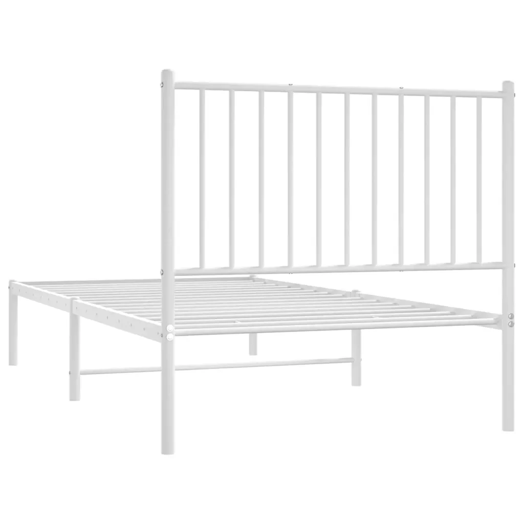 Letto singolo | Letto per adulti | Giroletto con Testiera Metallo Bianco 90x190 cm - Image 7
