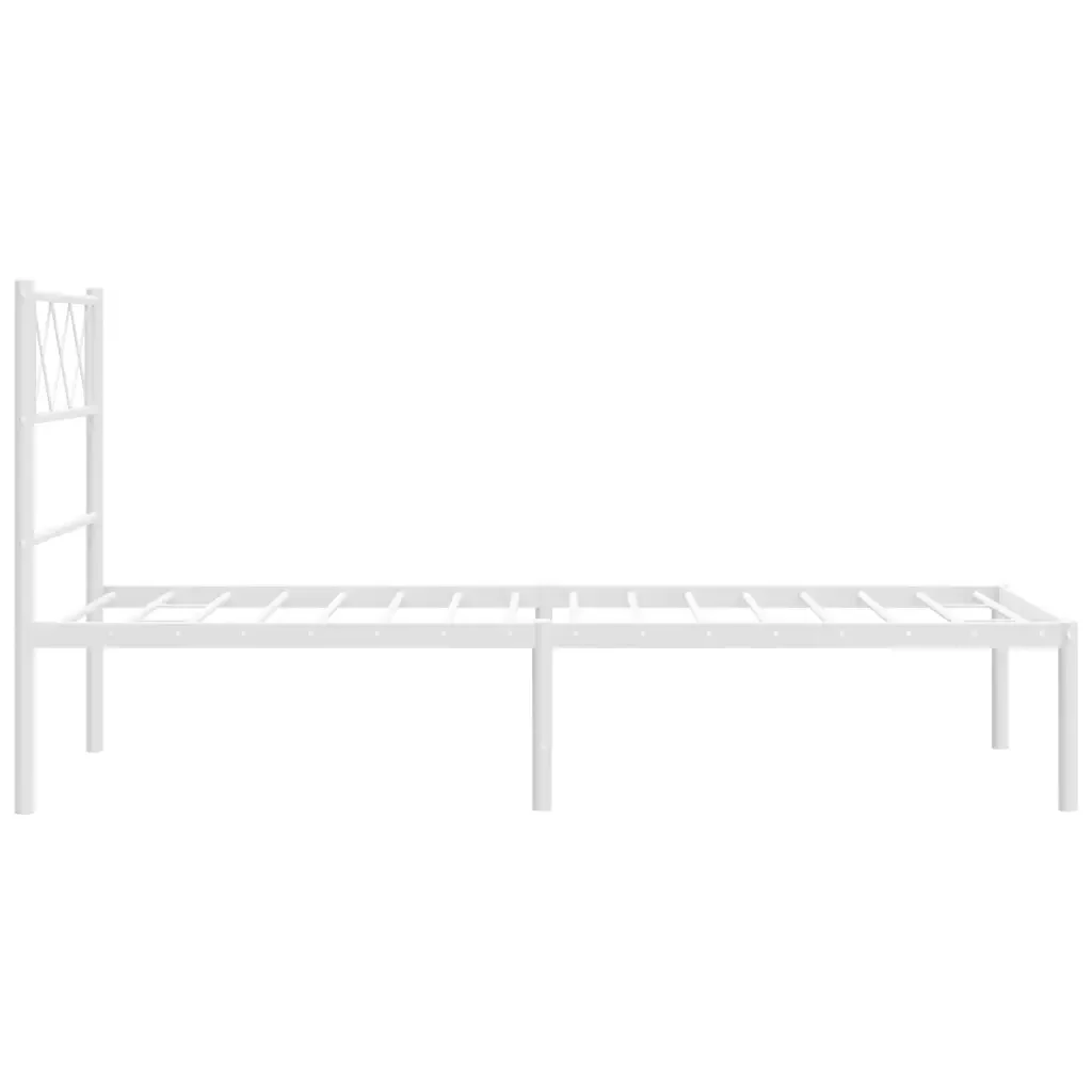 Letto singolo | Letto per adulti | Giroletto con Testiera Metallo Bianco 90x190 cm - Image 6