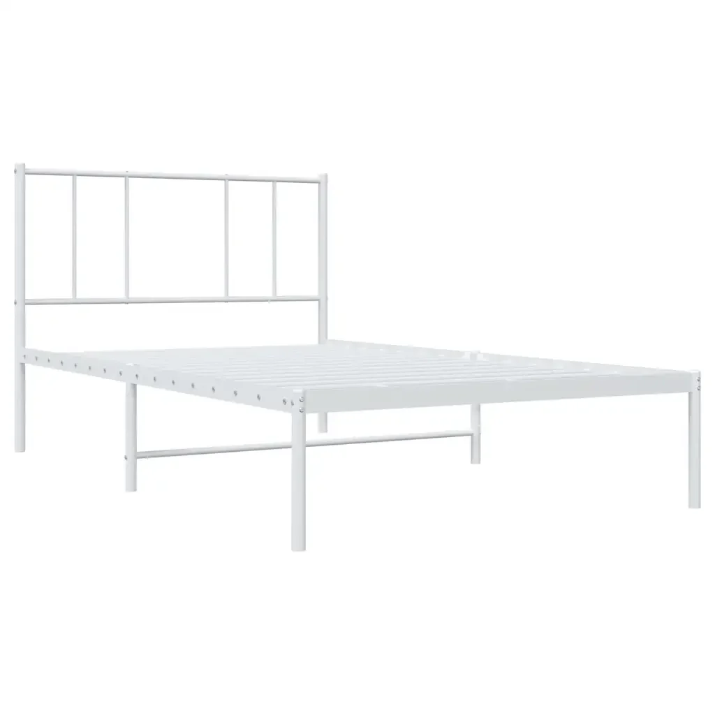 Letto singolo | Letto per adulti | Giroletto con Testiera Metallo Bianco 90x190 cm - Image 3