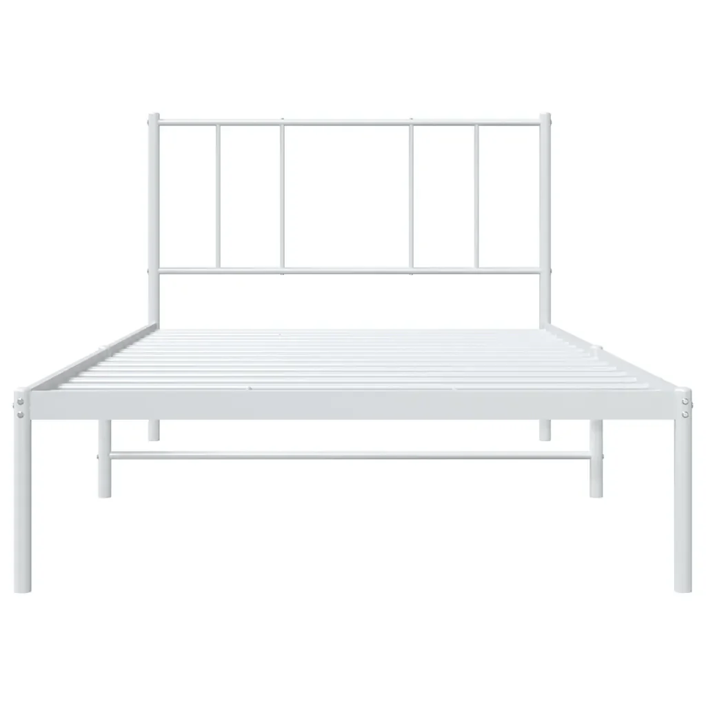 Letto singolo | Letto per adulti | Giroletto con Testiera Metallo Bianco 90x190 cm - Image 6