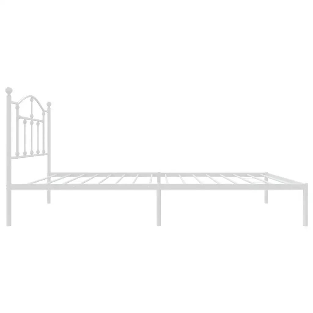 Letto singolo | Letto per adulti | Giroletto con Testiera Metallo Bianco 90x190 cm - Image 6