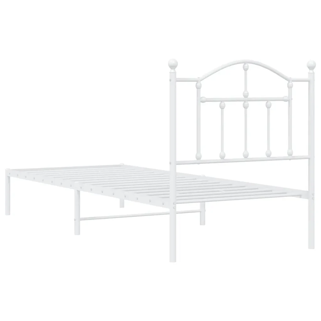 Letto singolo | Letto per adulti | Giroletto con Testiera Metallo Bianco 90x190 cm - Image 7