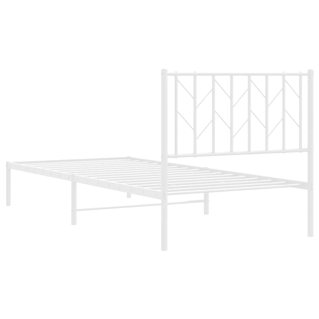 Letto singolo | Letto per adulti | Giroletto con Testiera Metallo Bianco 90x200 cm - Image 7