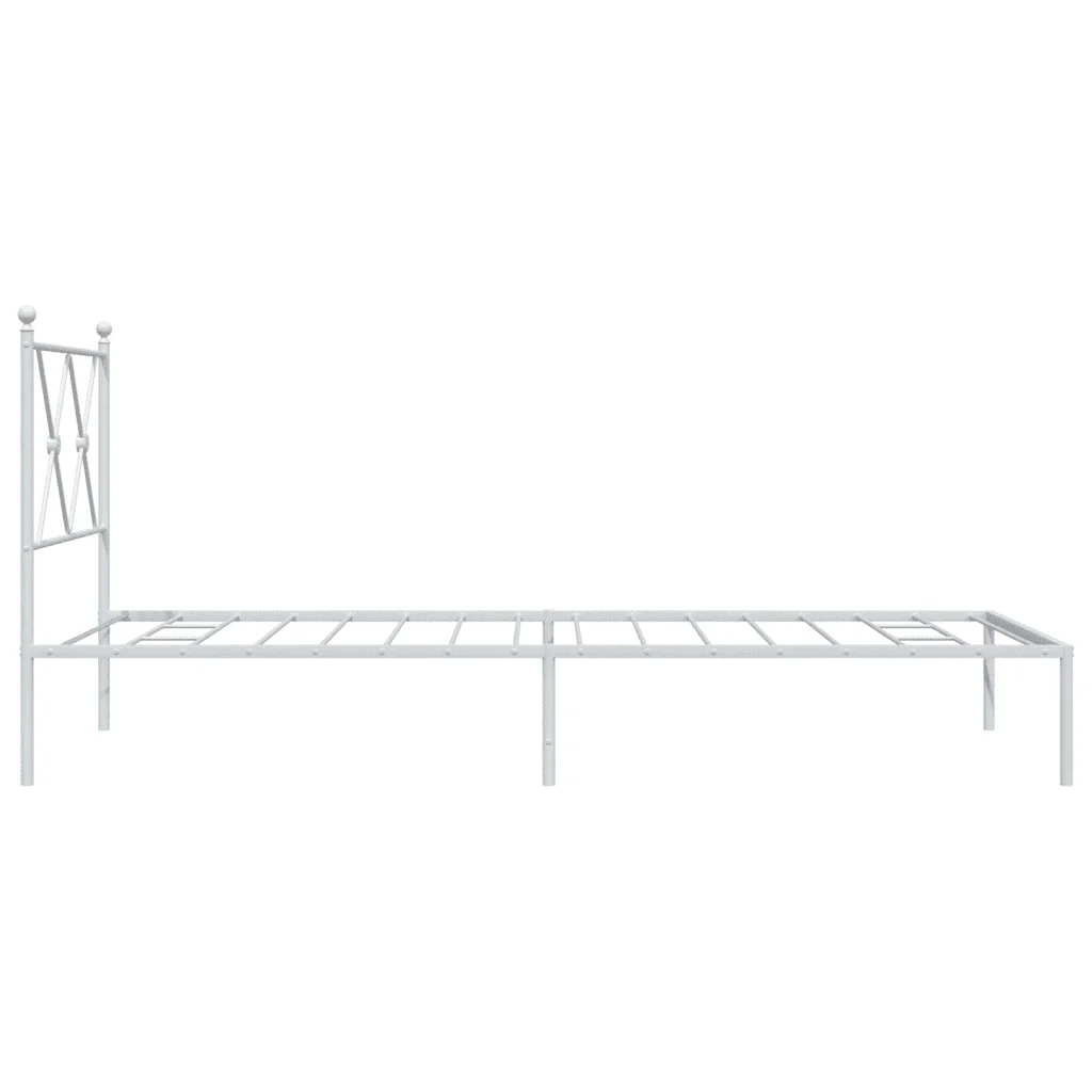 Letto singolo | Letto per adulti | Giroletto con Testiera Metallo Bianco 90x200 cm - Image 5