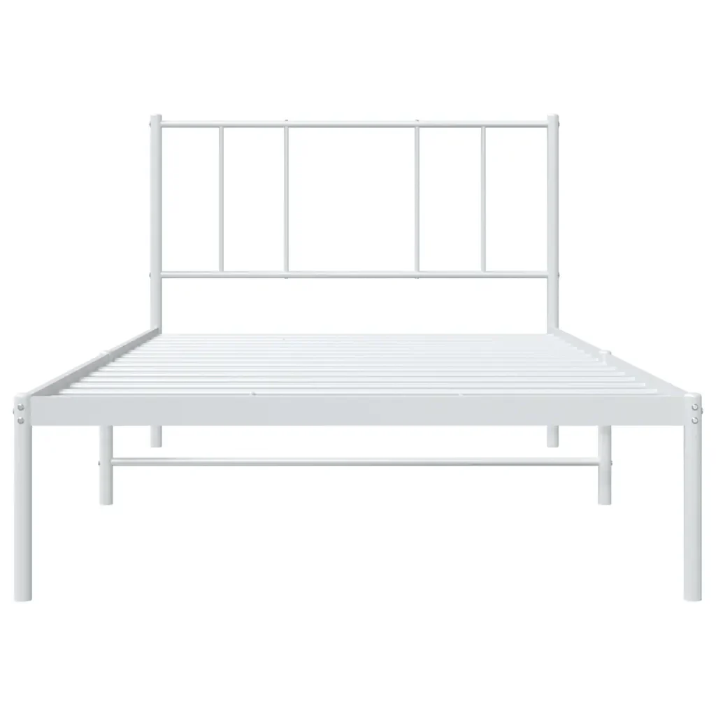 Letto singolo | Letto per adulti | Giroletto con Testiera Metallo Bianco 90x200 cm - Image 6
