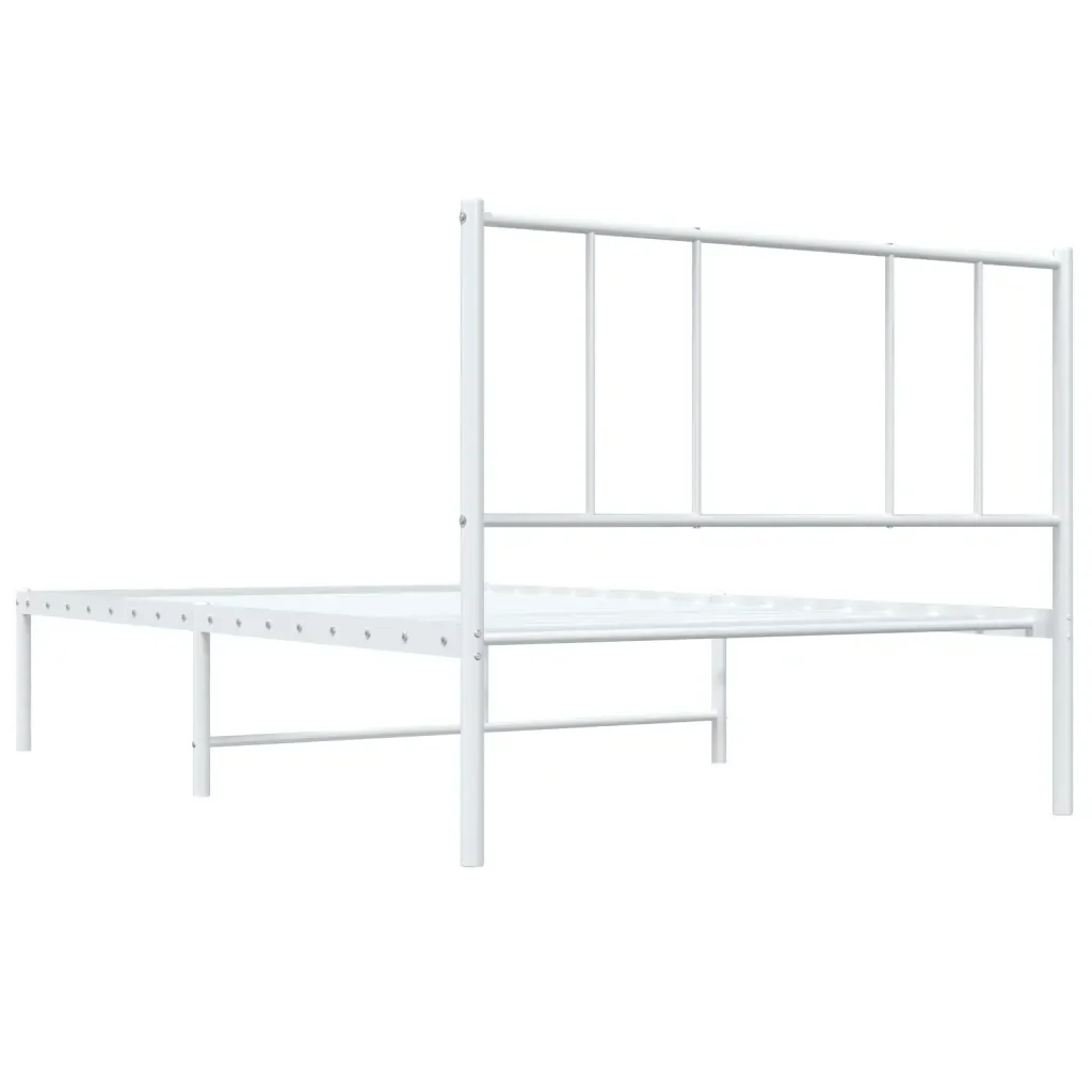 Letto singolo | Letto per adulti | Giroletto con Testiera Metallo Bianco 90x200 cm - Image 8