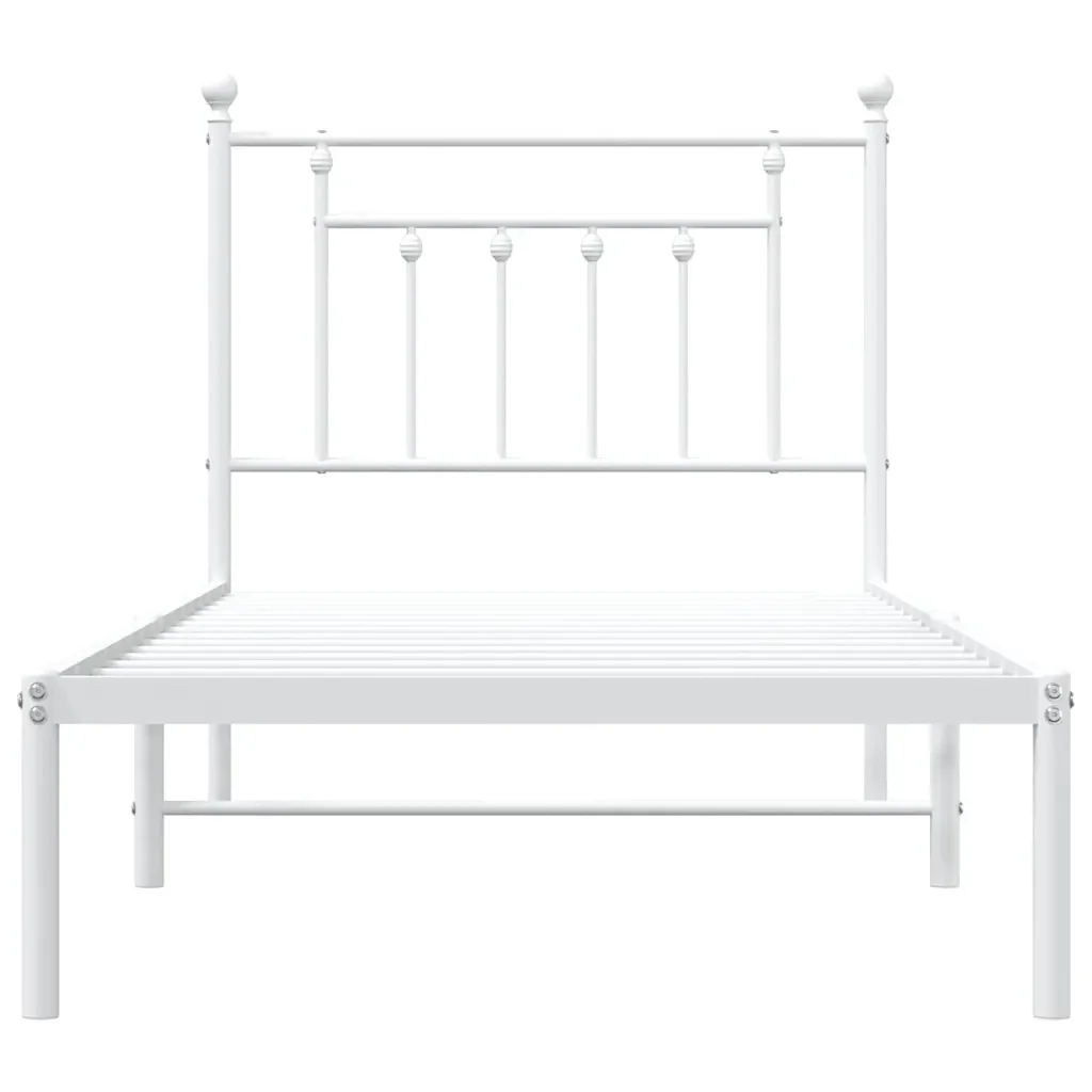 Letto singolo | Letto per adulti | Giroletto con Testiera Metallo Bianco 90x200 cm - Image 6