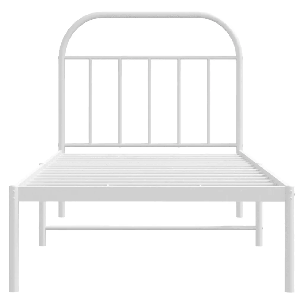 Letto singolo | Letto per adulti | Giroletto con Testiera Metallo Bianco 90x200 cm - Image 6