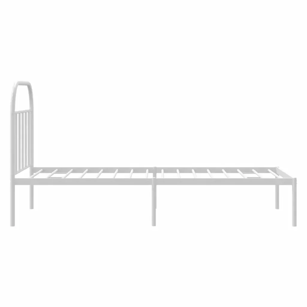Letto singolo | Letto per adulti | Giroletto con Testiera Metallo Bianco 90x200 cm - Image 7