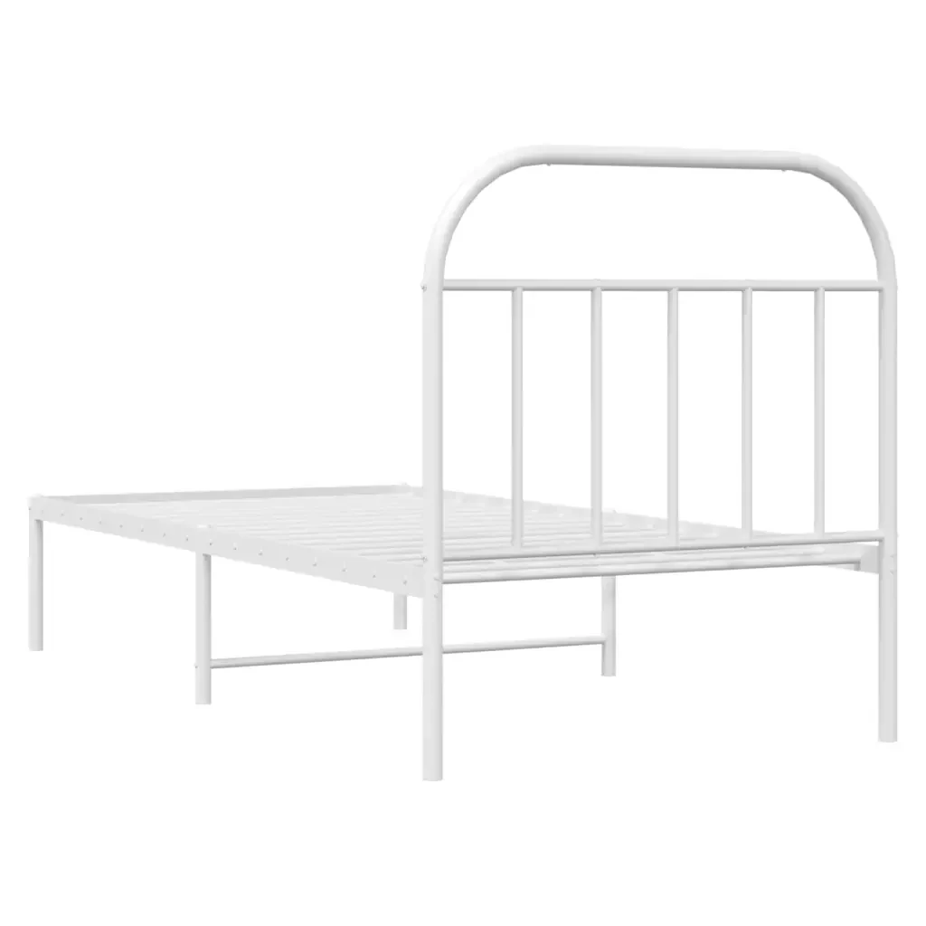 Letto singolo | Letto per adulti | Giroletto con Testiera Metallo Bianco 90x200 cm - Image 8