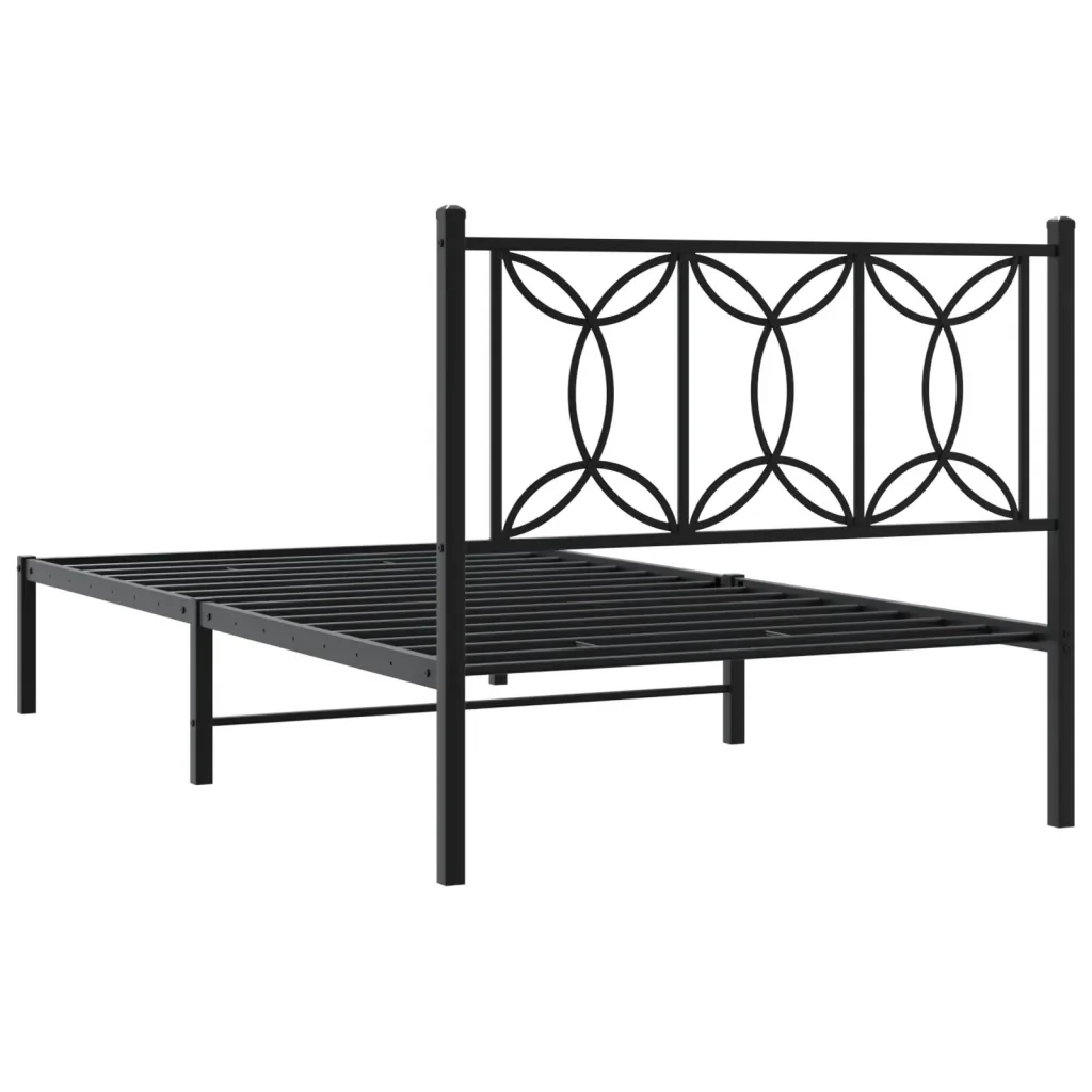Letto singolo | Letto per adulti | Giroletto con Testiera Metallo Nero 100x200 cm - Image 6